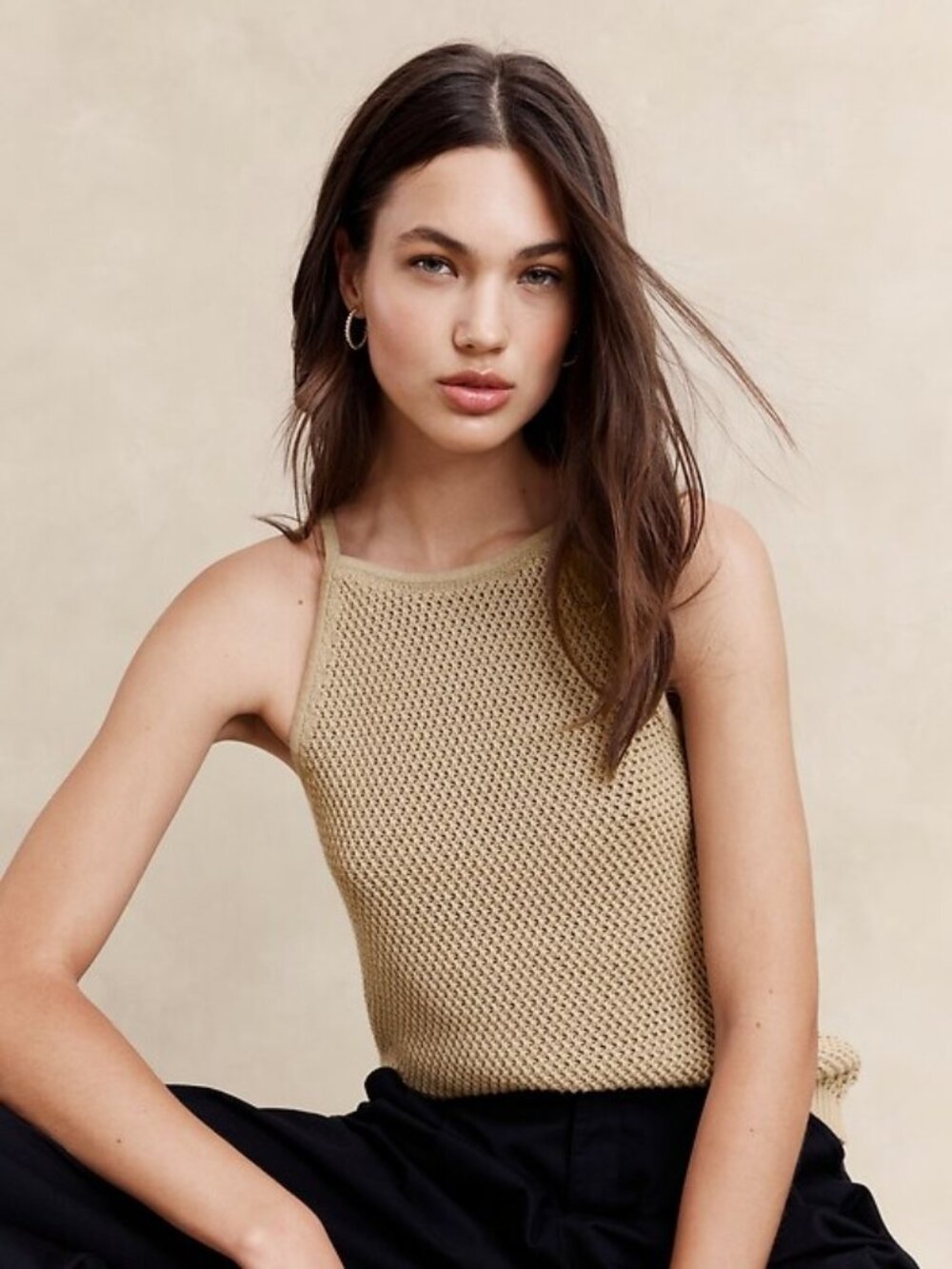 BANANA REPUBLIC FACTORY strappy open stitch tank sweater (S)